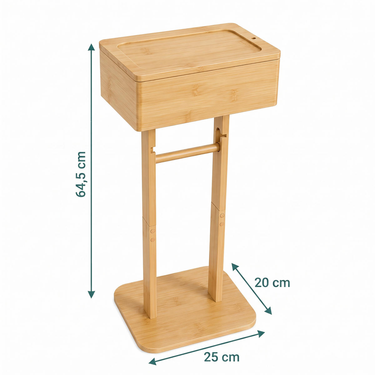 STOJAN Přírodní bambus na toaletní papír s úložným boxem - světle hnědá, dřevo (25/64.5/20cm) - Relaxdays