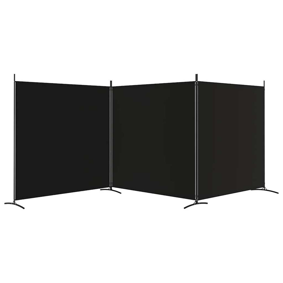 PARAVENT 3-teilig Schwarz 525/180 Cm Stoff - Schwarz, Textil (525/180/0.1cm) - vidaXL
