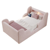 KINDERBETT Rosa Samt 90x200 Schutzgeländer Massivholz - Pink, Textil (90/200cm) - FLIEKS