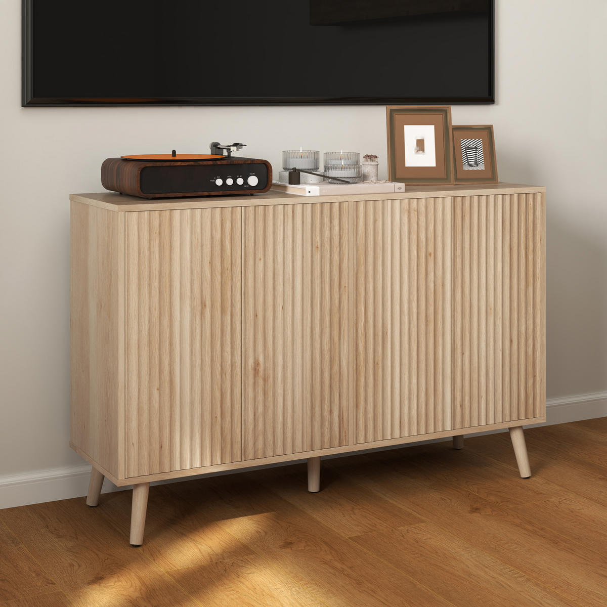 SIDEBOARD Eiche, 4 Türen, 120/35/77,5 cm - Eichefarben, Holz (120/77.5/35cm) - PANGIVO