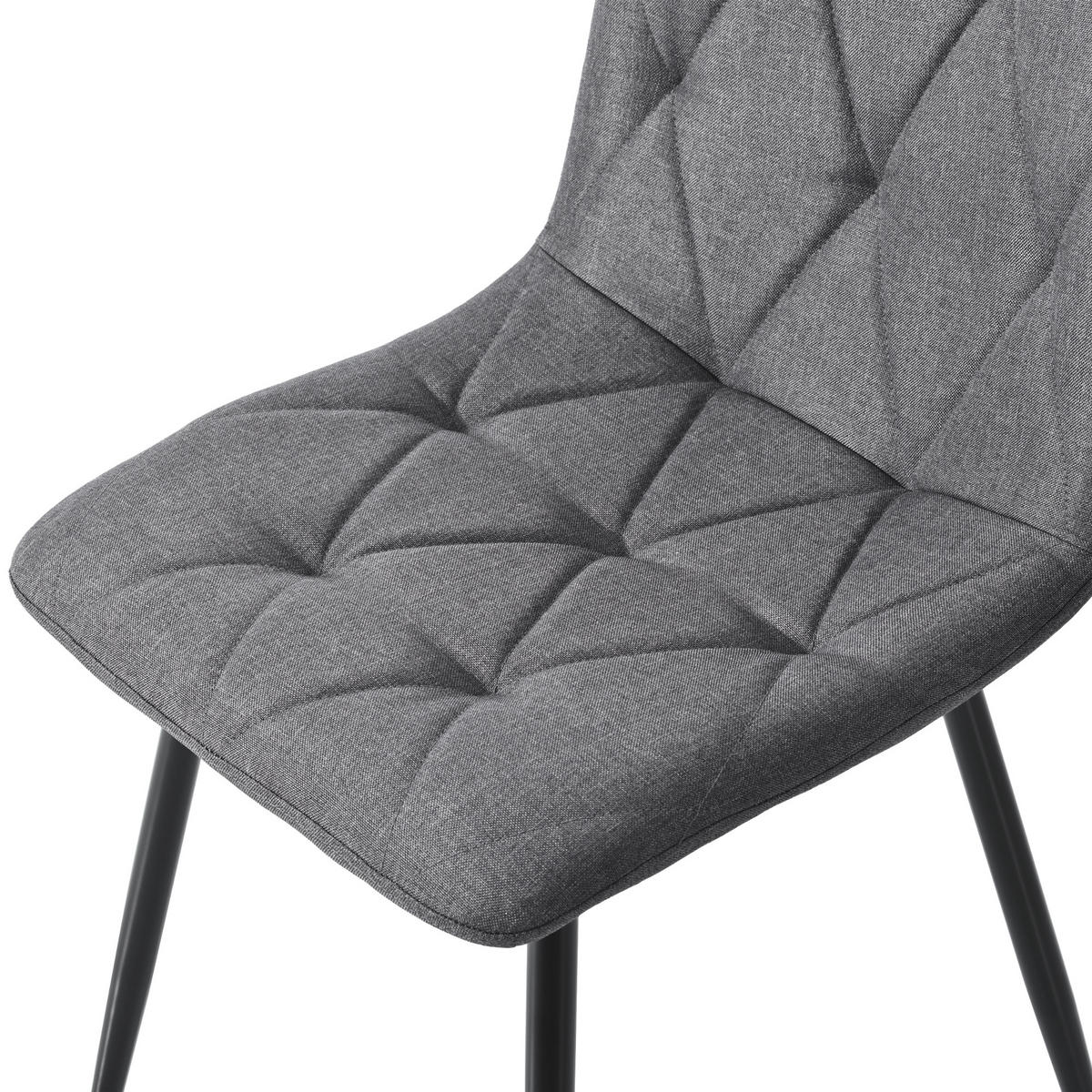 ESSZIMMERSTUHL 4-Tlg Dunkelgrau, Twill Leinen, Metallbeine - Grau, Naturmaterialien (45/86/40cm) - FLIEKS