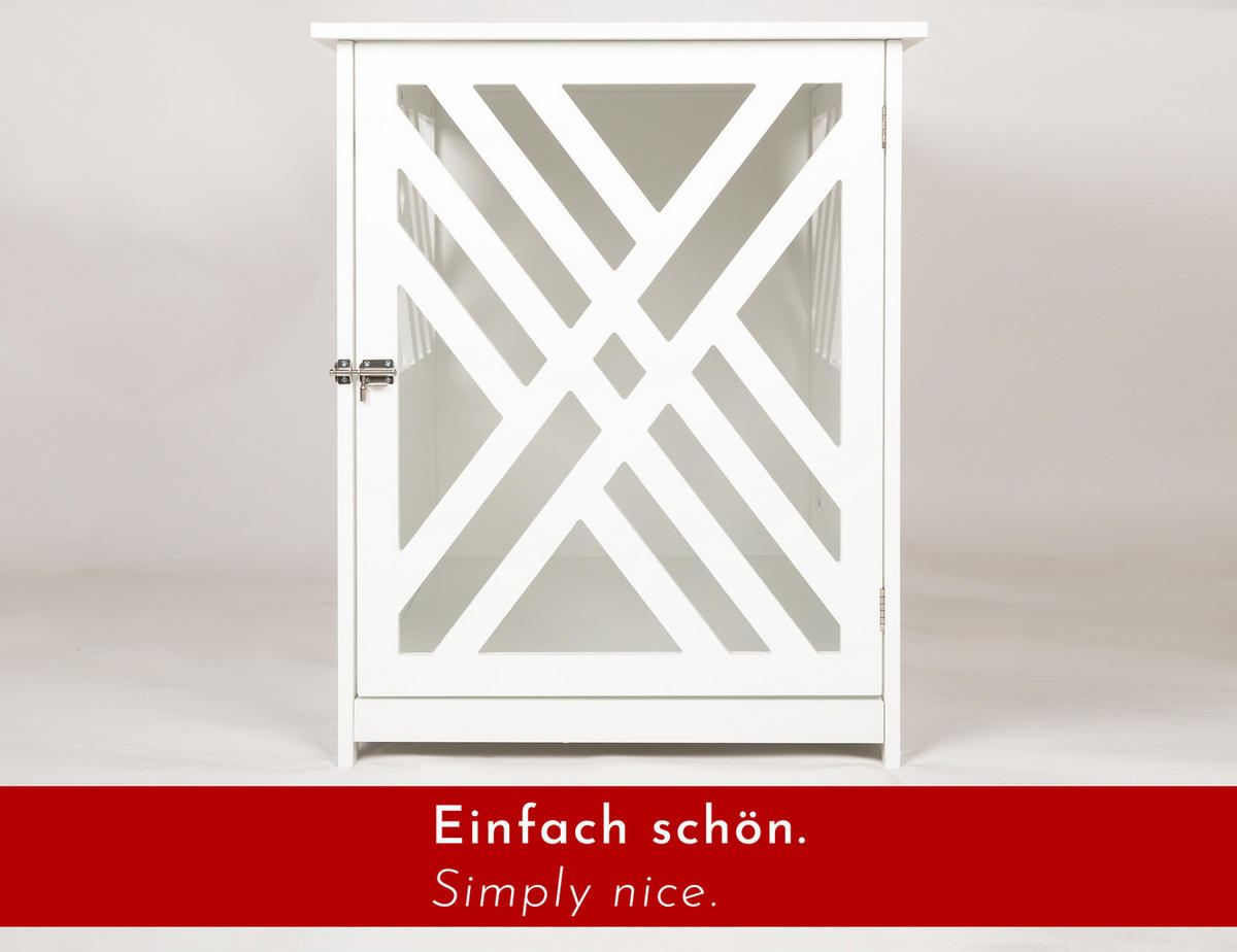 HUNDEKÄFIG aus Holz für Zuhause, mit Beistelltisch, Indoor 90x60 cm - Weiß, Holz (91/74/60cm) - WONDERMAKE