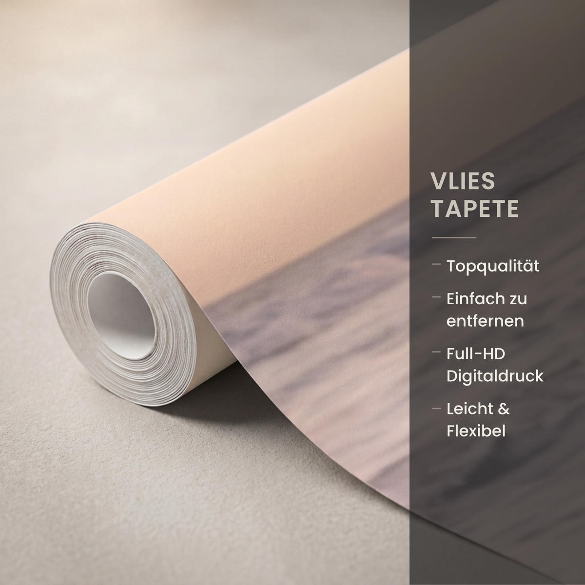 TAPETE - Strand - Brandung - Wolken - 240x280 cm - Hellrosa, Papier (240/280cm) - OnlyWow