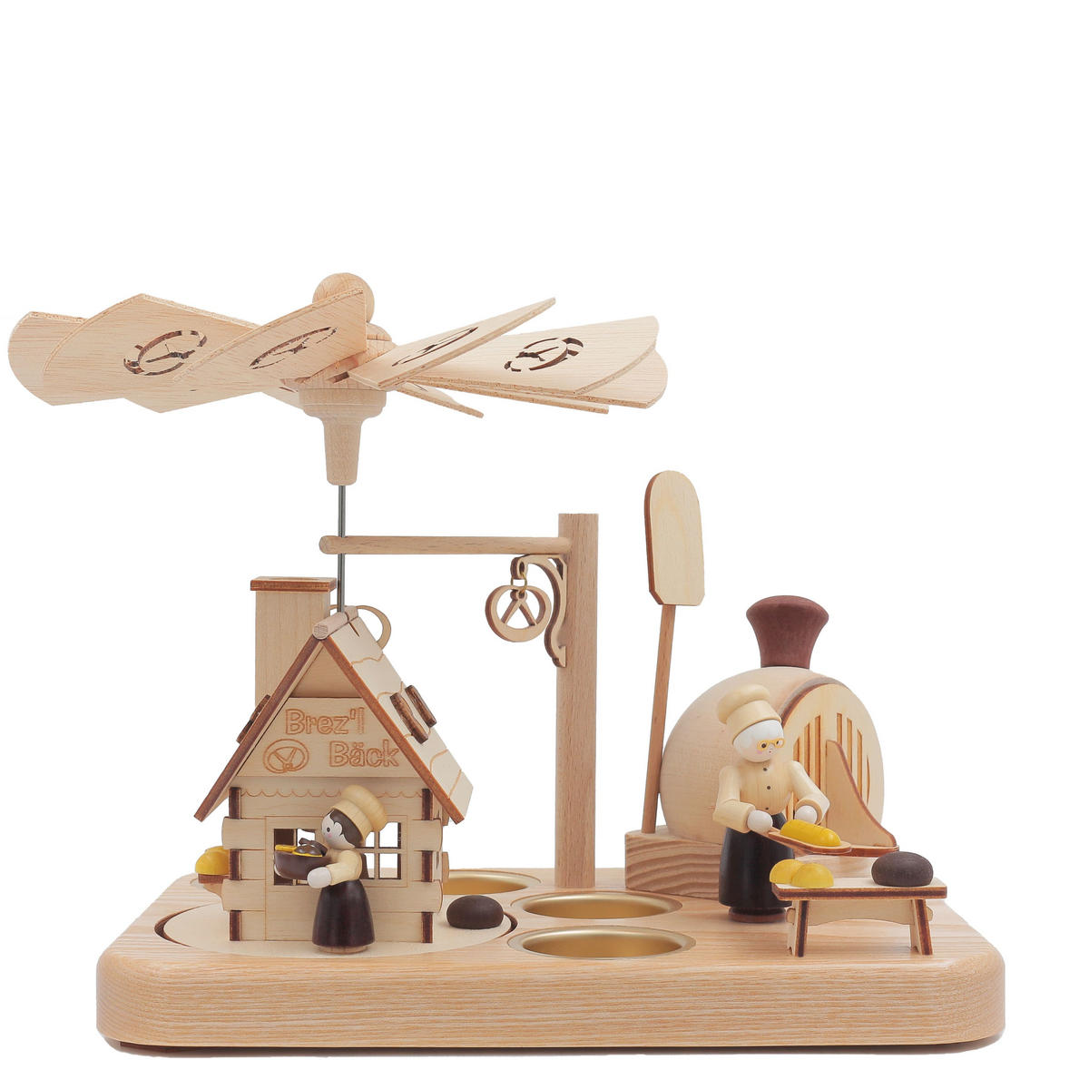 TISCH-RÄUCHER-PYRAMIDE Brezelbäckerei 23/16/20 cm - Multicolor, Holz (23/20/16cm)