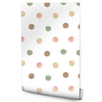 VLIESTAPETE Aquarellpunkte im Boho-Stil – Grün, Rosa, Beige, Weiß – 50x1000 cm - Beige/Rosa, Papier (50/1000cm) - Muralo