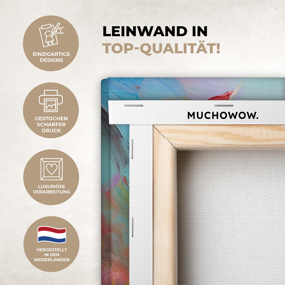 LEINWANDBILD Ölgemälde - Kunst - Abstrakt - Farbenfroh Wandbilder 80x60 cm - Altrosa, Textil (80/60cm) - MuchoWow