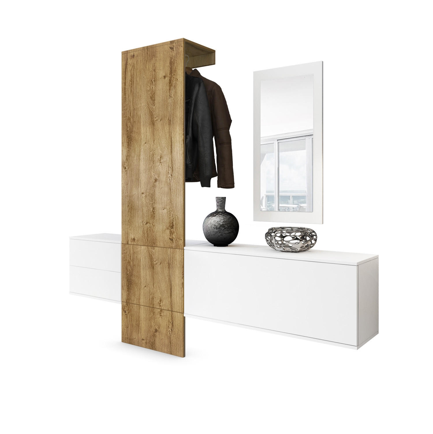 GARDEROBE Carlton Paneel in Eiche Ribbeck - Alteiche, Holzwerkstoff (208/193/35cm) - Vladon