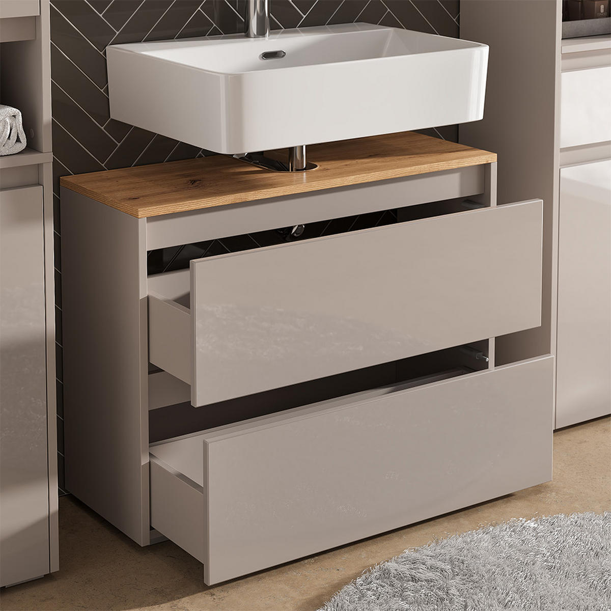 BADMÖBEL-SET Majest Cashmere 4 Teile - Kaschmir, Holzwerkstoff (30.2/96.3/30cm) - Vicco