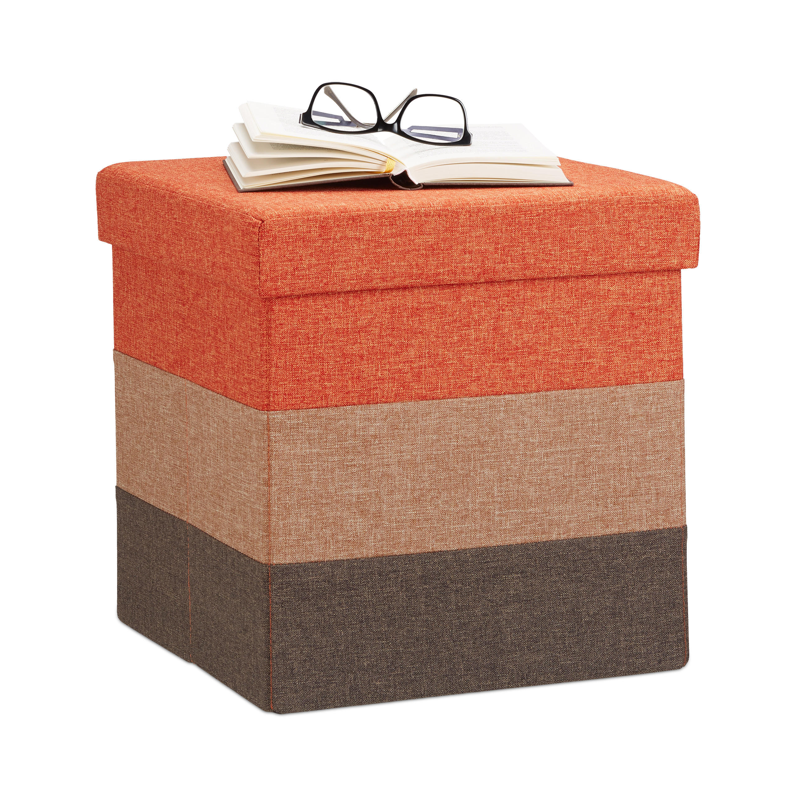 HOCKER - Multicolor, Holzwerkstoff/Textil (38/38/38cm) - Relaxdays