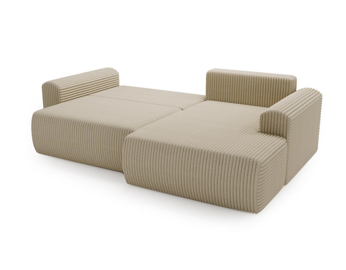 ECKSOFA Linea Creme, Sofa mit Schlaffunktion, rechte seite - Creme, Holzwerkstoff/Textil (257/177cm) - Bettso