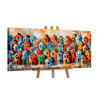 GEMÄLDE Farbenfrohe Stadt auf Keilrahmen 115x50 cm - Multicolor, Holz (115/50cm) - YS-art gallery