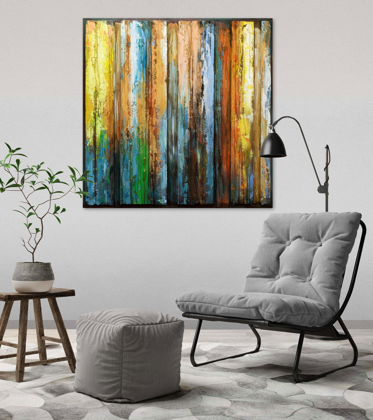 METALLBILD Bunt 80/80 cm - Multicolor, Metall (5.42/80cm) - KUNSTLOFT