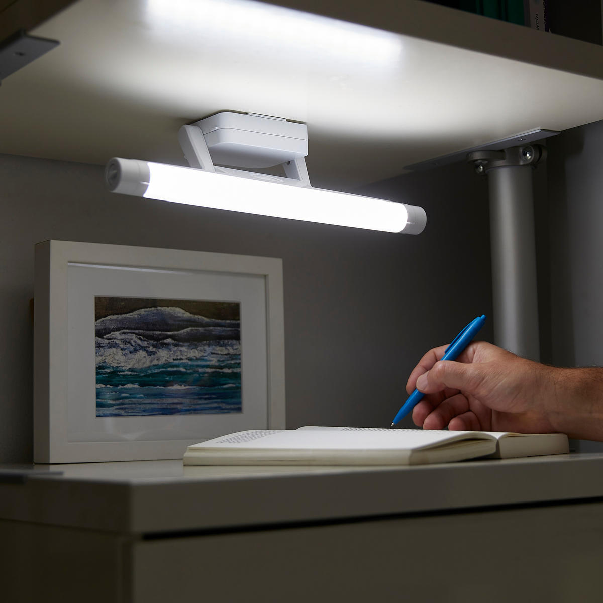LED-BILDERLEUCHTE - verstellbare Wandleuchte mit Dimmfunktion für Bilder und Spiegel, batteriebetrieben - Weiß, Kunststoff (15/34/3.1cm) - Northpoint