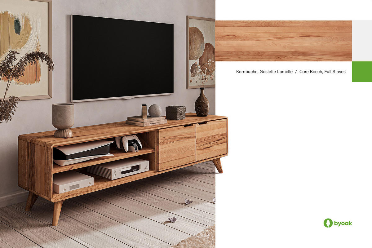 GREG HIFI-SCHRANK Kernbuche - Kernbuche, Holz (180/48/40cm) - byoak