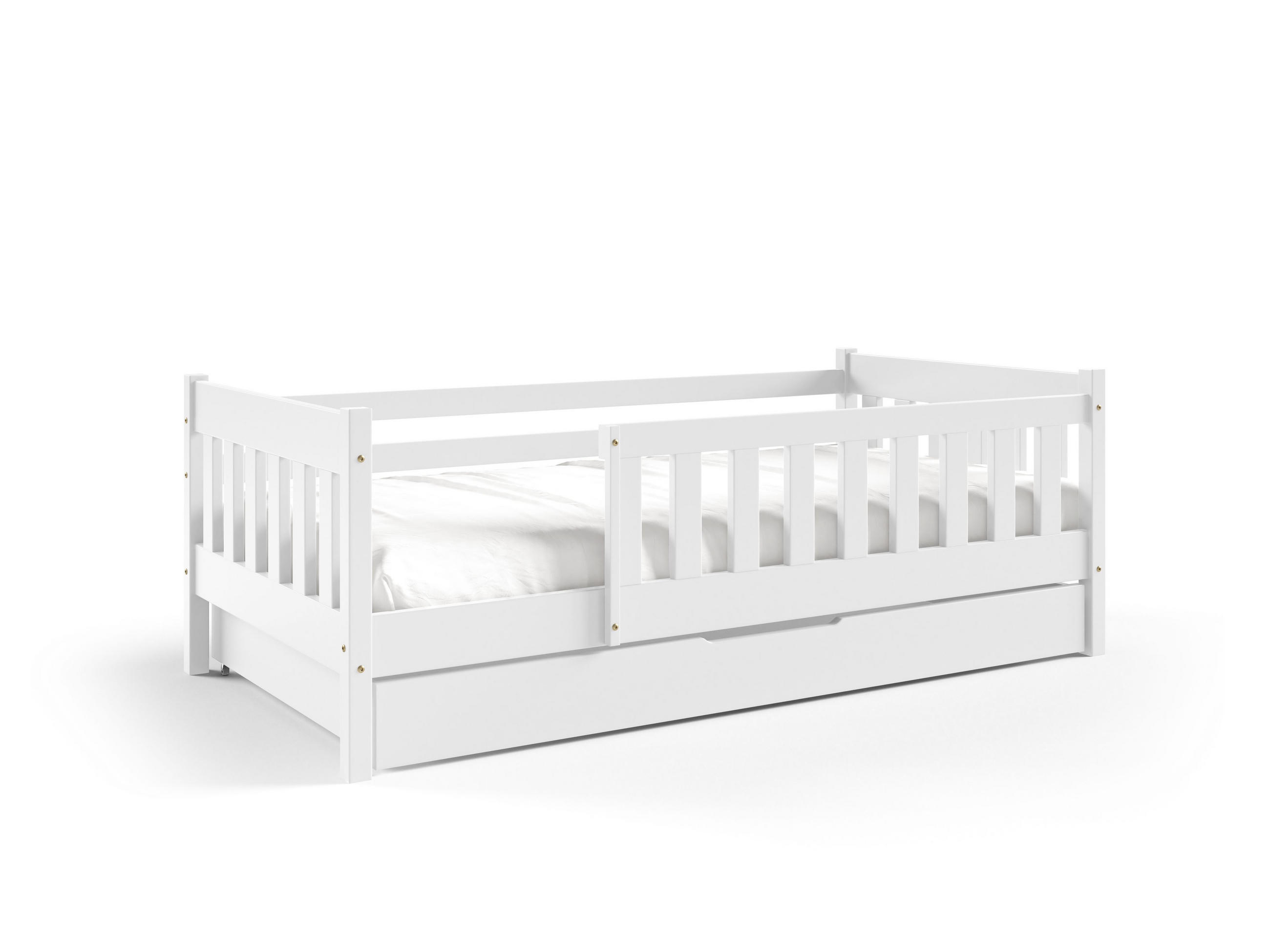 KINDERBETT ELSA mit Bettkasten 80x160 cm Weiß - Weiß, Holz (80/160cm) - MASSENO