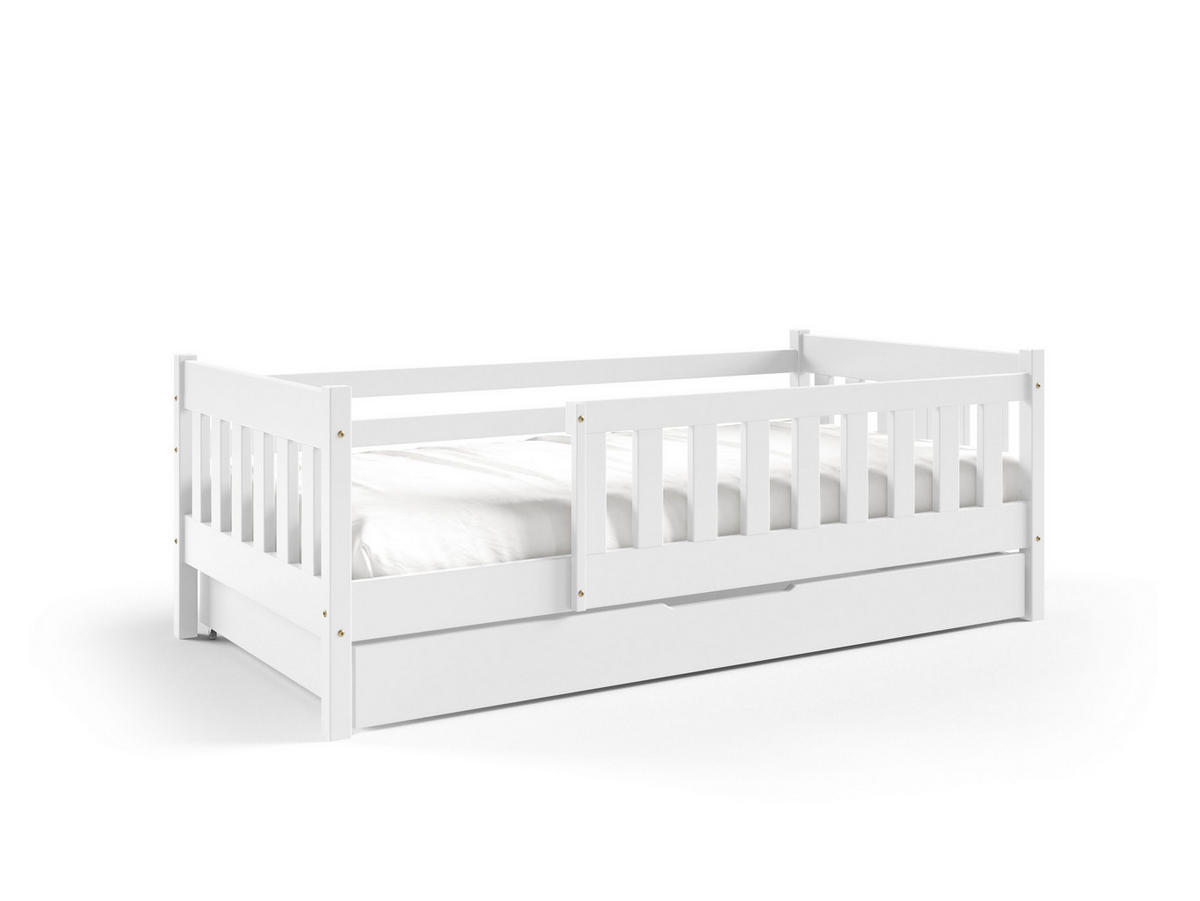 KINDERBETT ELSA mit Bettkasten 80x160 cm Weiß - Weiß, Holz (80/160cm) - MASSENO