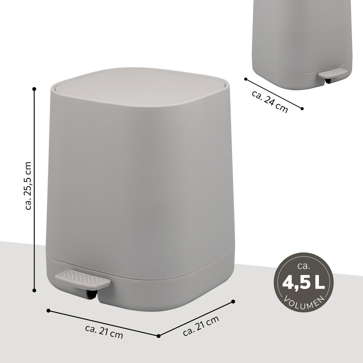 KOSMETIKEIMER VALONA, Kunststoff, taupe - Taupe, Kunststoff (24/25.5/21cm) - eluno