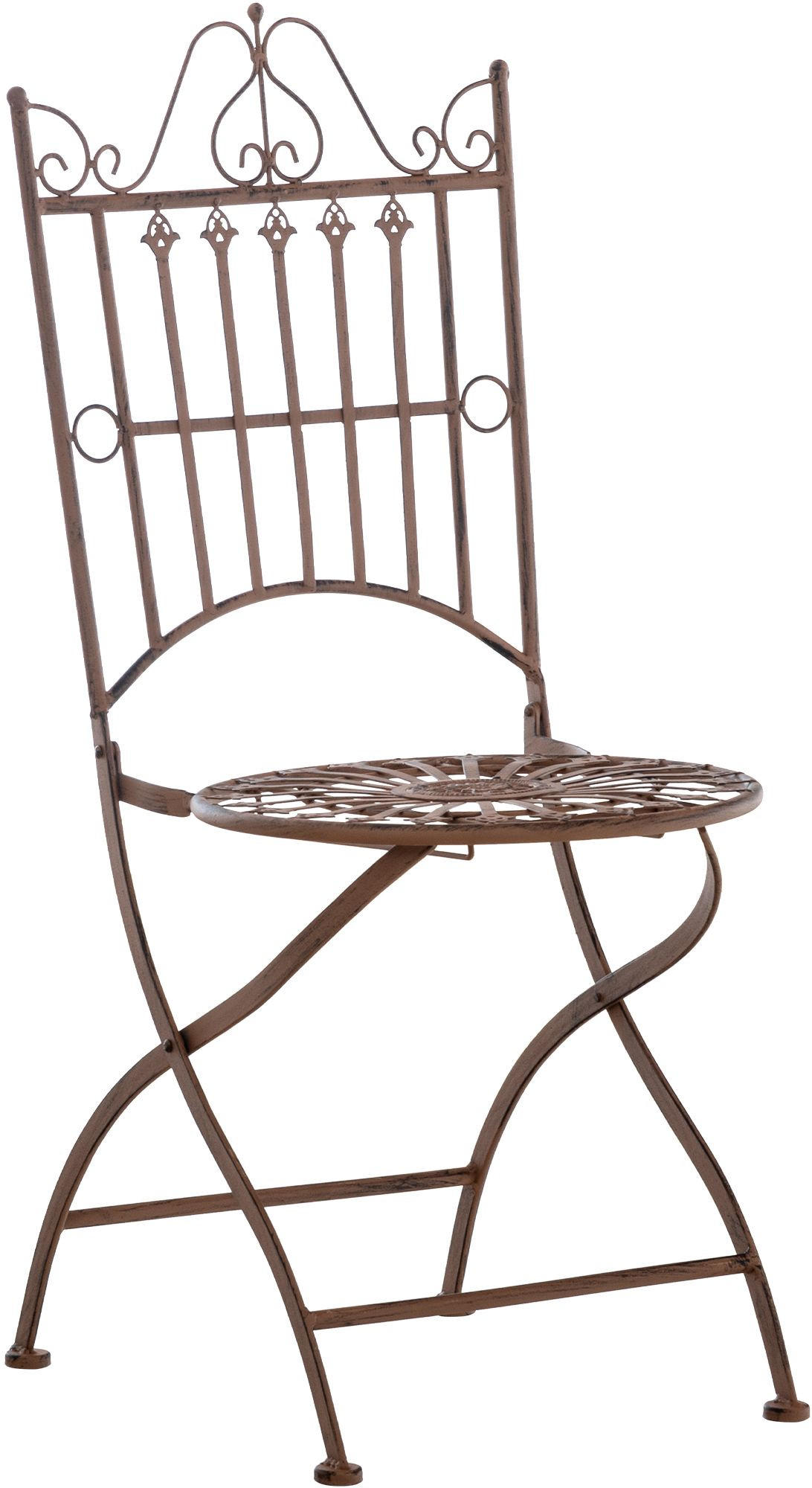 GARTENKLAPPSTUHL Metall Antik Braun - Braun, Metall (39/94/53cm) - CLP