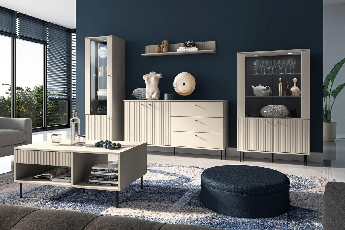 SIDEBOARD CALETTO Beige 160 cm - Beige/Goldfarben, Holzwerkstoff/Metall (160/84.8/40cm) - Selsey