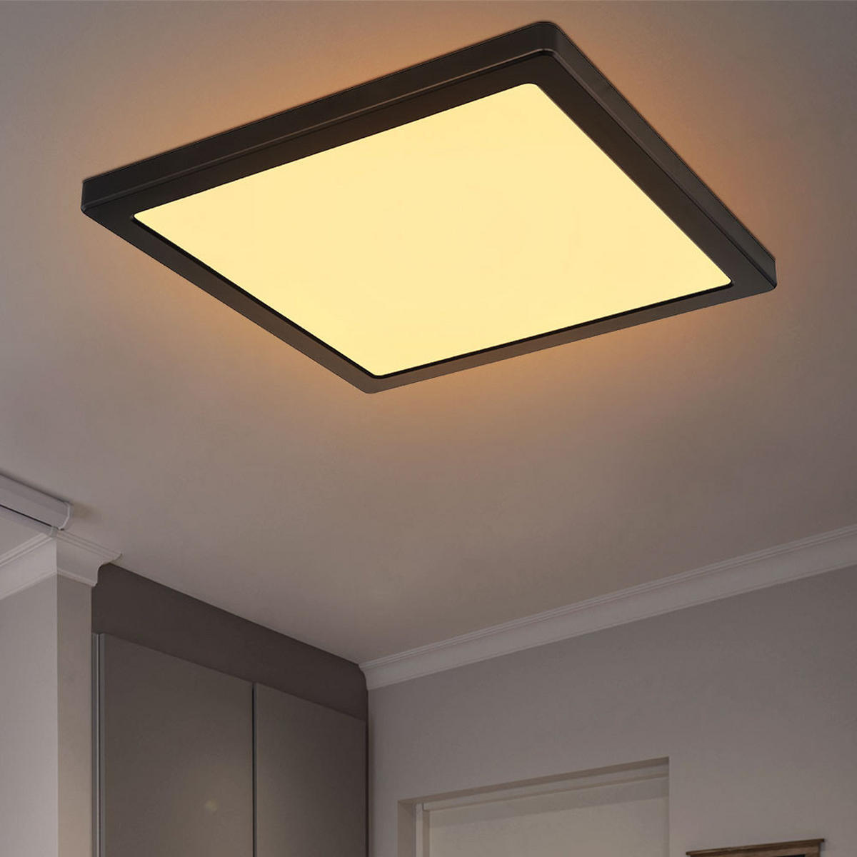 LED DECKENLEUCHTE Lasse Schwarz Weiß - Schwarz, Kunststoff (29.1/29.1/1.7cm) - Globo Lighting