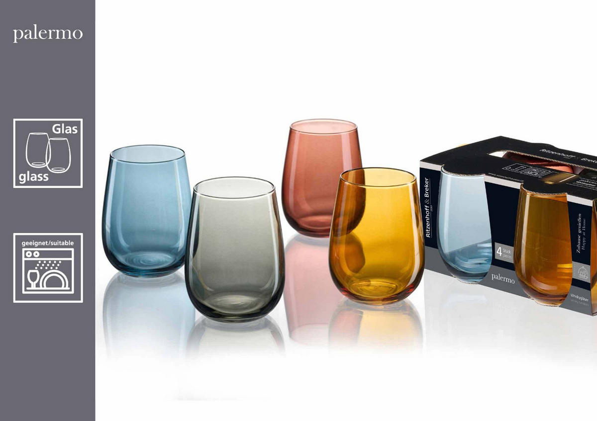 TRINKGLÄSER Palermo bunt 475 ml 4er Set - Multicolor, Glas - Ritzenhoff Breker