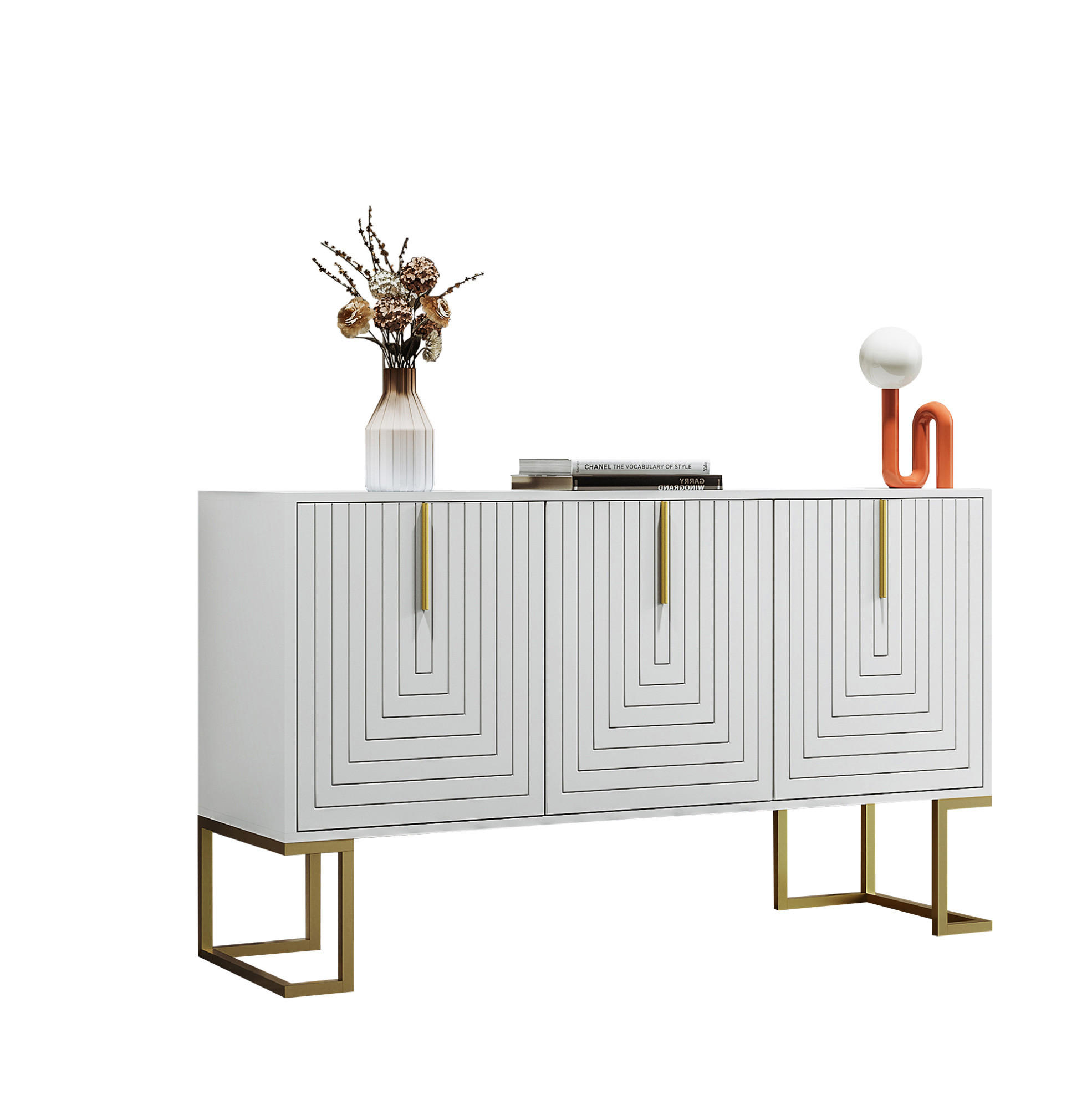 SIDEBOARD weiß aus MDF mit 3 Türen und verstellbaren Regalen - Weiß, Holzwerkstoff (40/80.5/138cm) - OKWISH