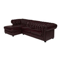 CHESTERFIELD Ecksofa - Ecke Links - Büffelleder - Dunkelbraun - BRENTON - Braun, Leder (166/274cm) - Vente-Unique