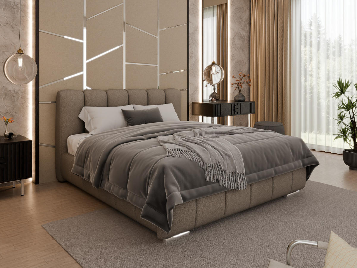 POLSTERBETT Zaira 160 x 200 cm mit Bettkasten und Lattenrost federkernmatratze 18cm - braun - Braun, Holz (160/200cm) - Panda Möbel