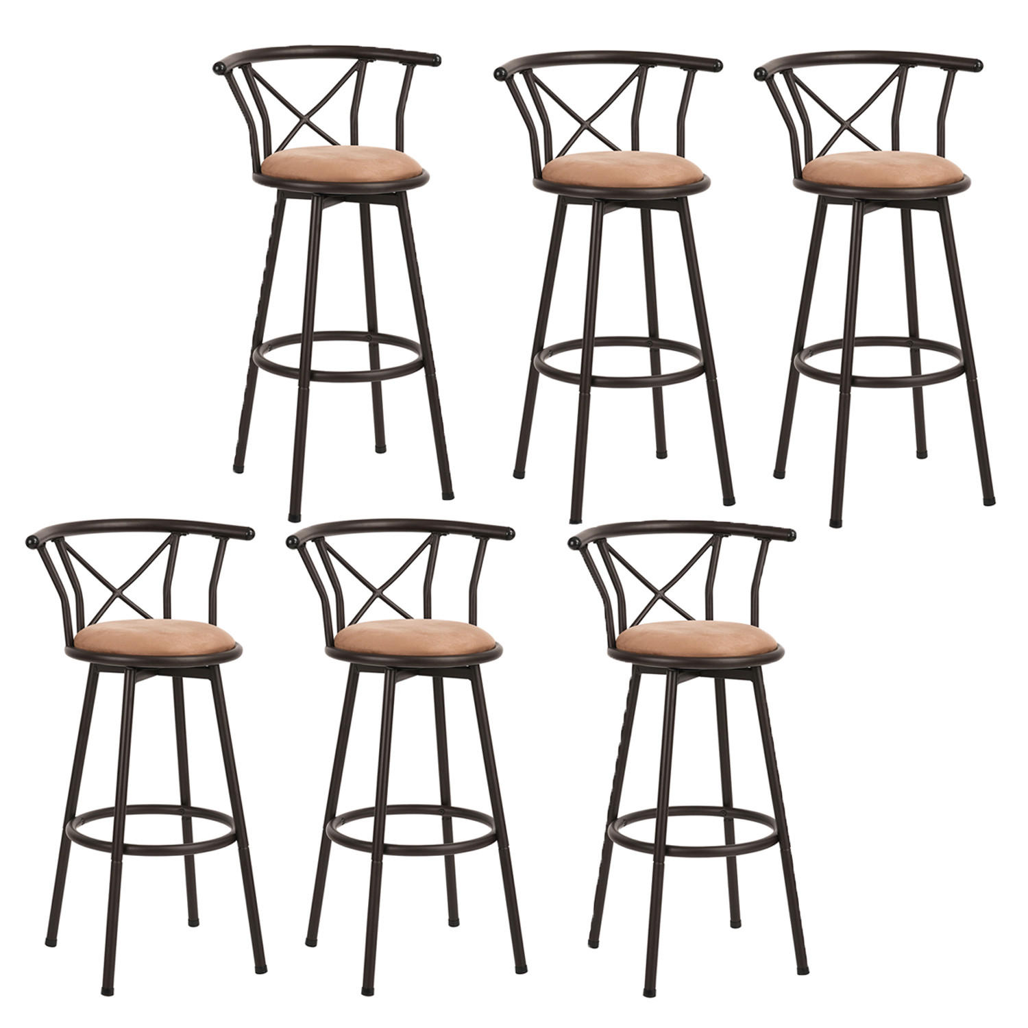 BARHOCKER 6er-Set Drehbar Braun - Braun, Metall (56/98.5/40cm) - Meubles Cosy