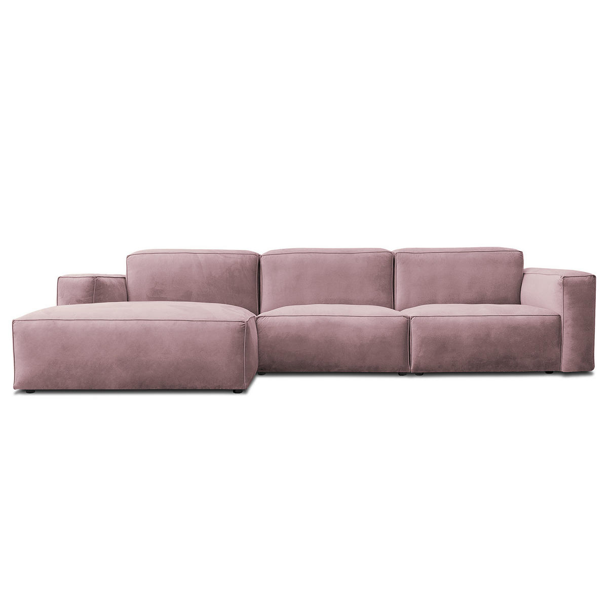 ECKSOFA mit Longchair - Mauve/Schwarz, Kunststoff/Textil (345/170cm) - home24