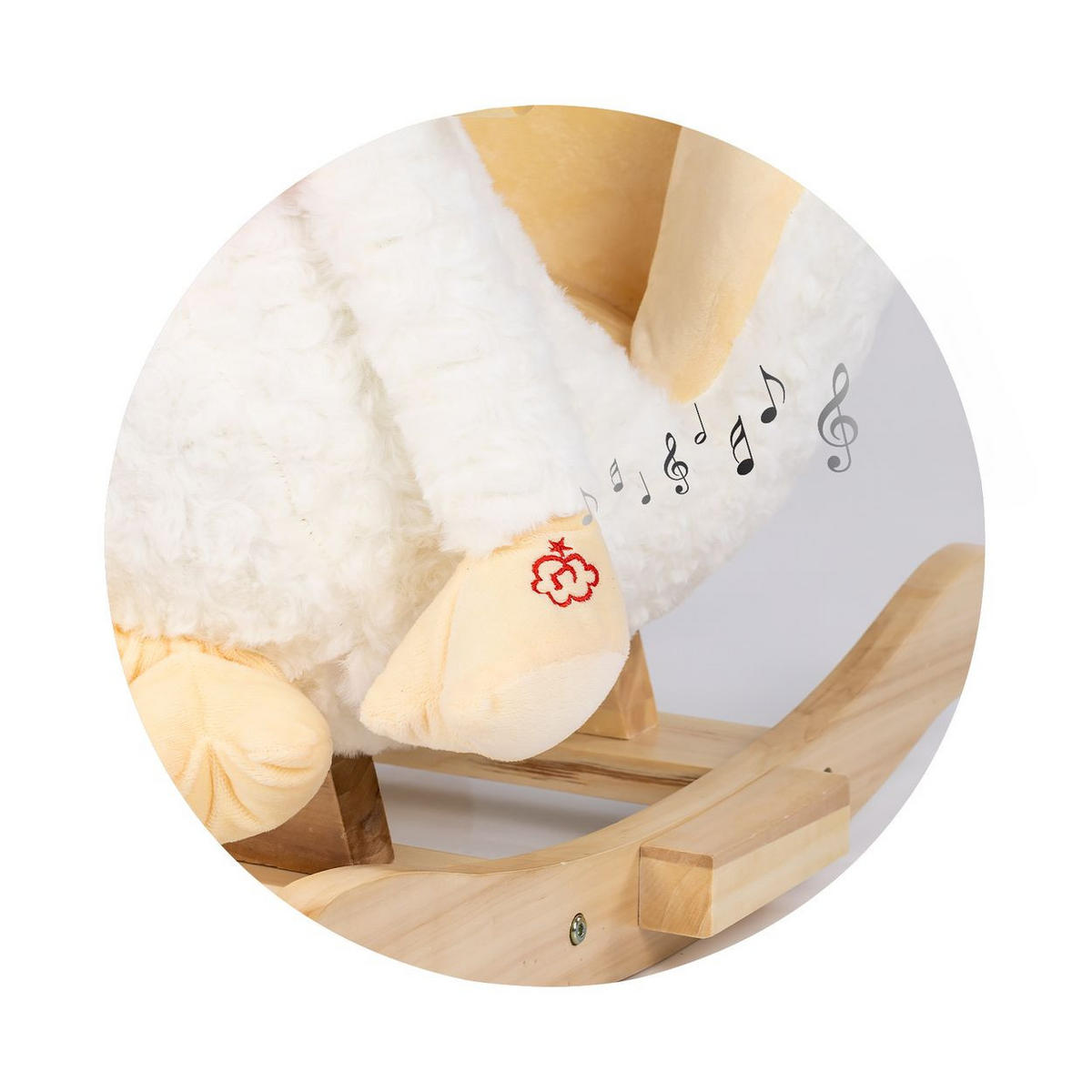 SCHAUKELTIER RHSE0240 weiß Plüsch, Handgriffe, Fußstütze, Sitz mit Rückenlehne, ab 10 Monate - Weiß, Holz (28/47/62cm) - Chipolino