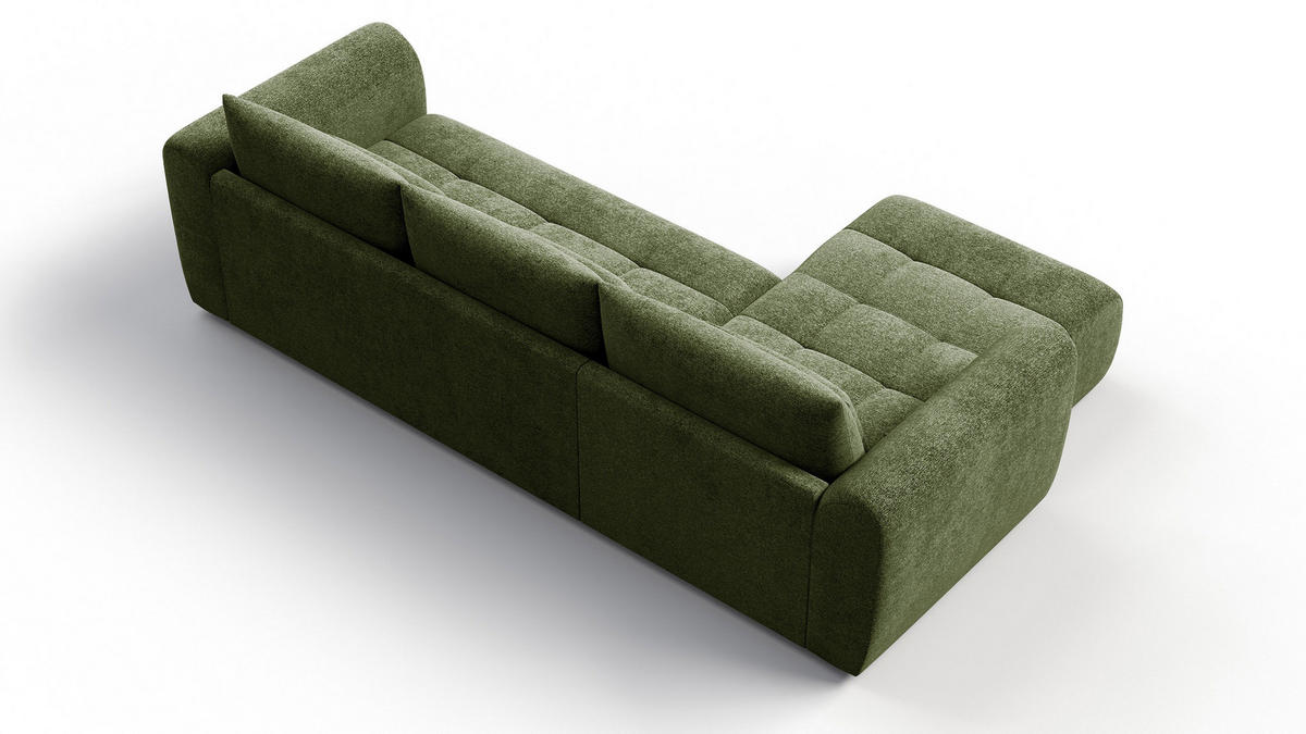 ECKSOFA SORENO 4-Sitzer, dunkelgrün - Dunkelgrün/Schwarz, Holz/Textil (293/171cm) - Courtois Laville