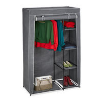 STOFFSCHRANK - Grau, Kunststoff/Textil (105.5/161/45cm) - Relaxdays