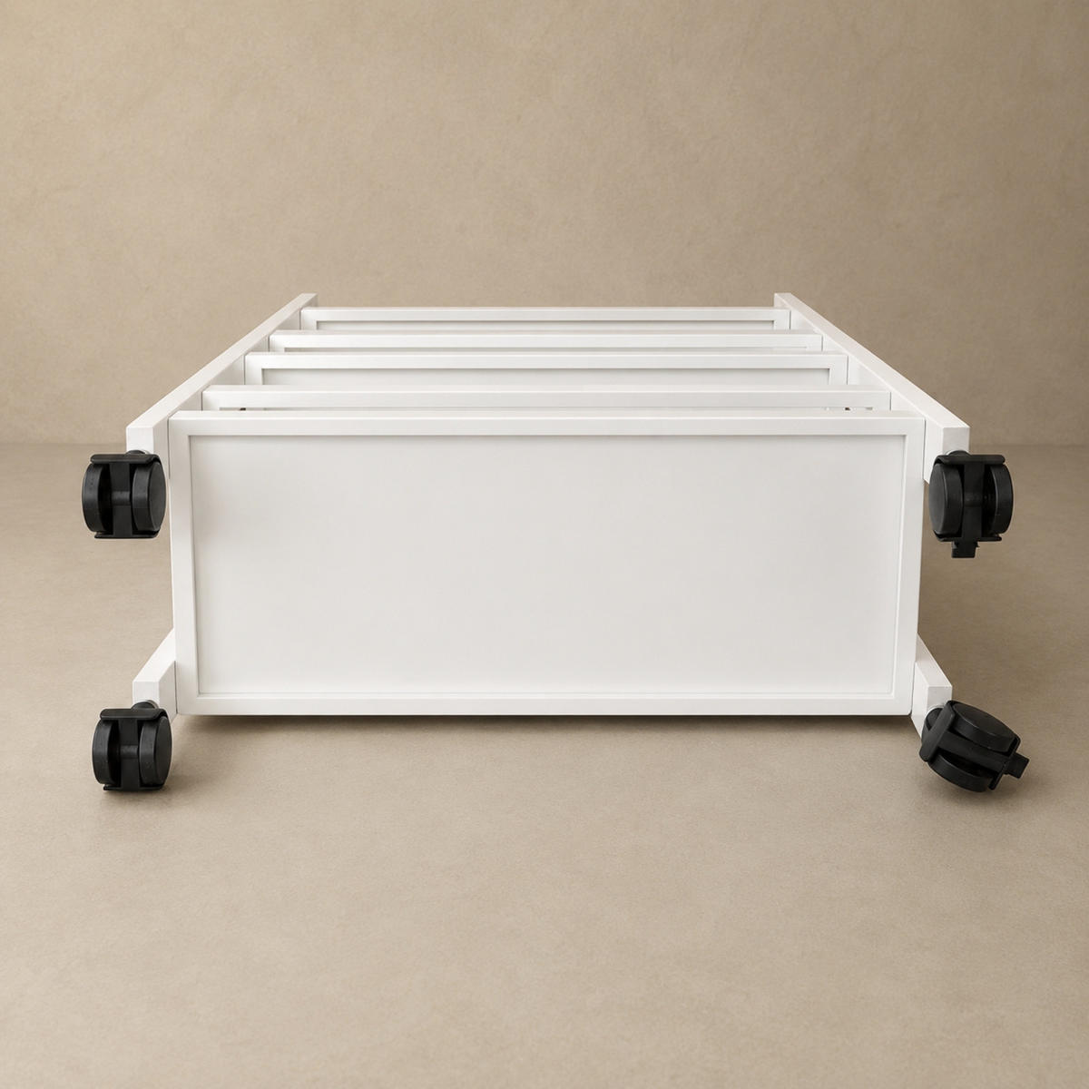 BADEZIMMERREGAL auf Rollen Kluk 38/15/76 cm - Weiß, Naturmaterialien (15/76/38cm) - NUXIO