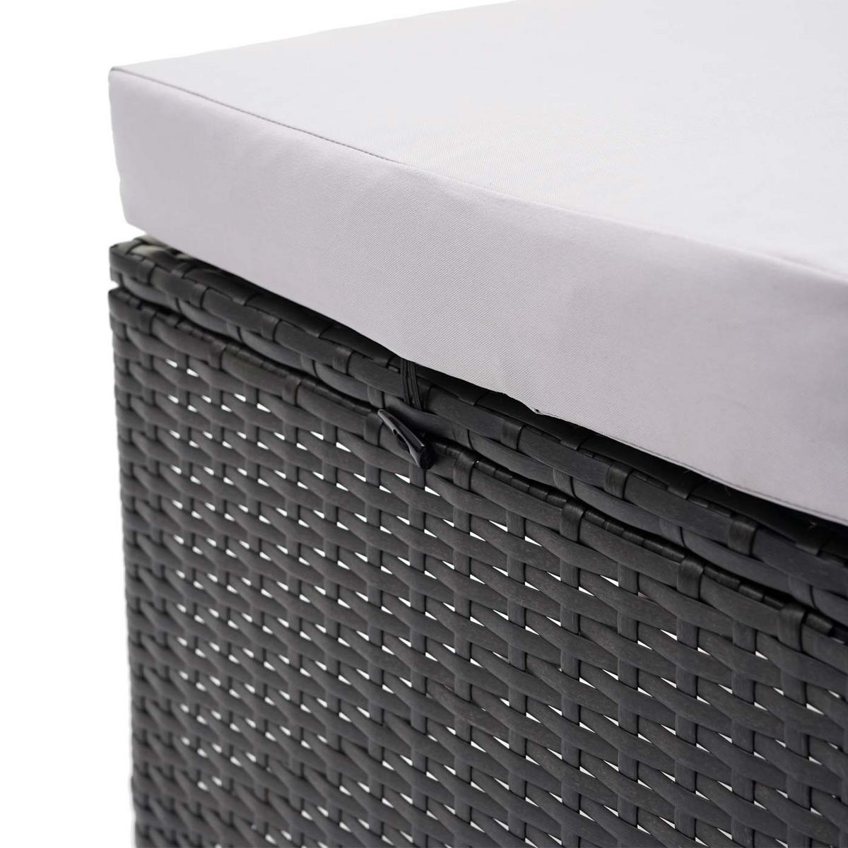 SITZBANK Poly-Rattan 35x112x30cm Schwarz - Hellgrau/Schwarz, Metall (112/35/30cm) - PROREGAL