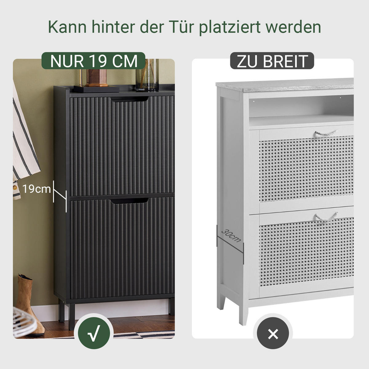 SCHUHSCHRANK Schwarz - Schwarz, Holzwerkstoff/Metall (50/90/19cm) - SoBuy