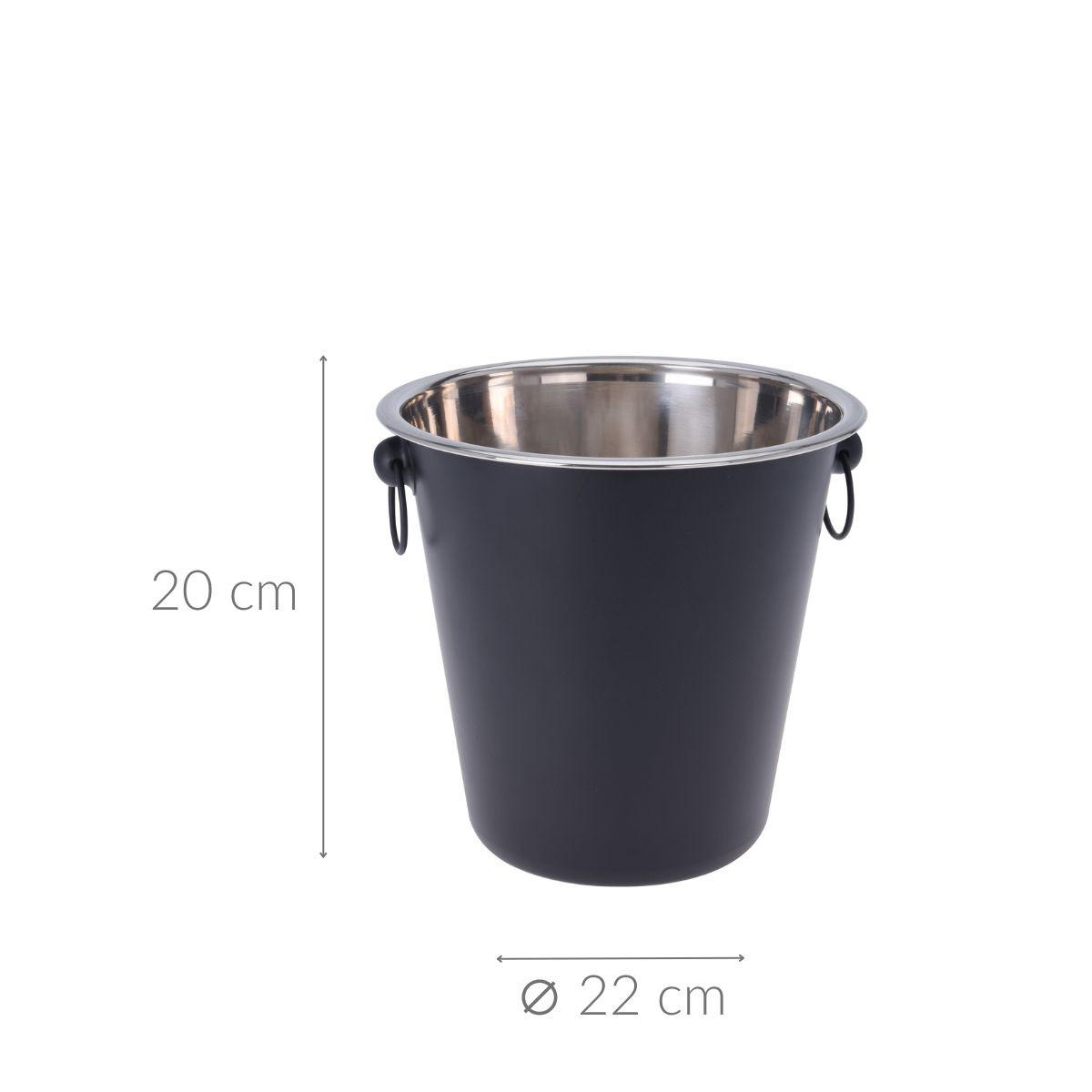 SEKTKÜBEL Mat Schwarz 22.5/21.5/21 cm Metall - Schwarz, Metall (21.5/21cm) - Excellent Houseware