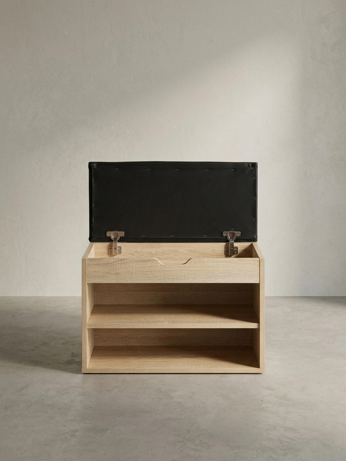 SCHUHBANK gepolstert mit Stauraum, Beige 60x30x40 cm - Beige/Schwarz, Holz/Textil (60/40/30cm) - KADIMA DESIGN