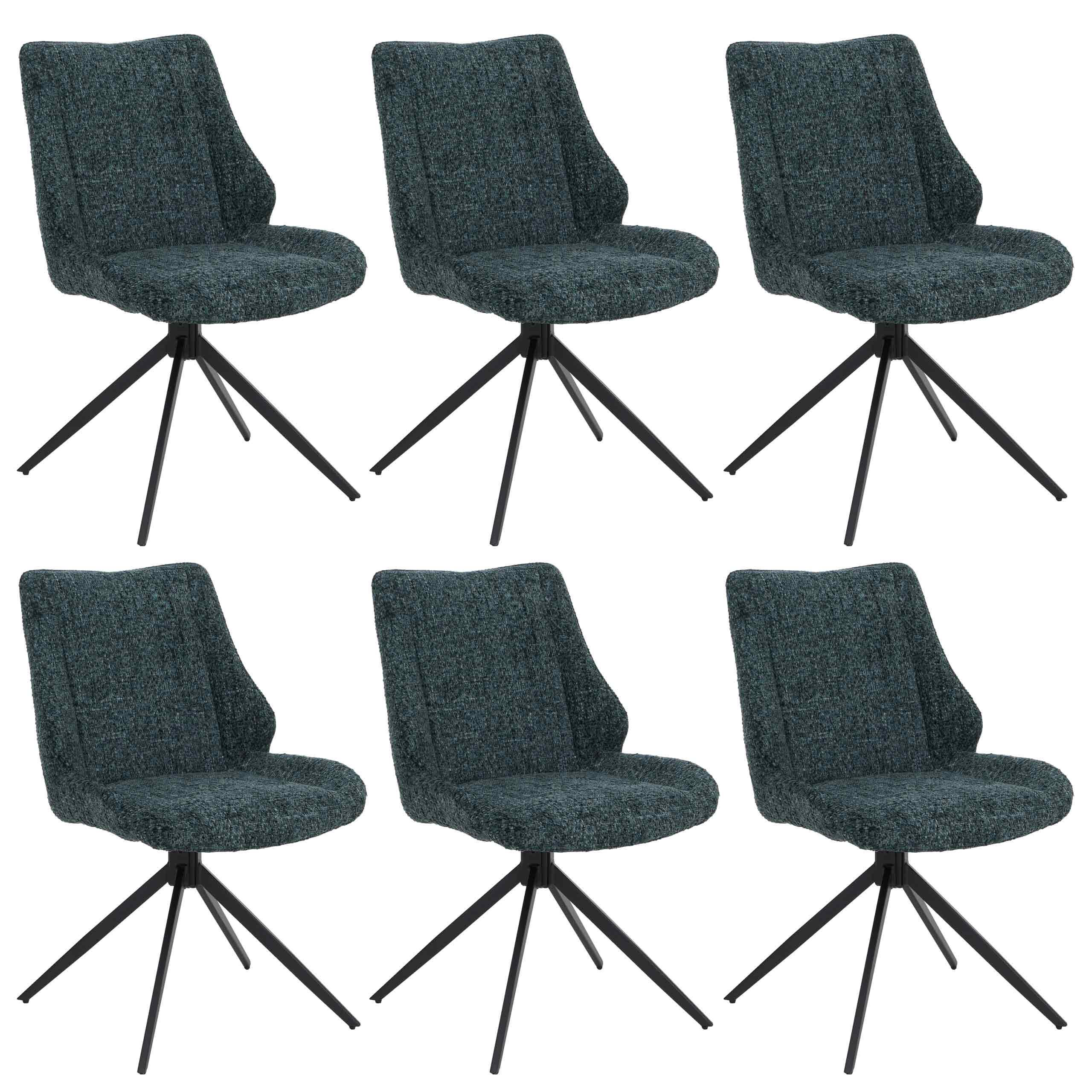 ESSZIMMERSTUHL Schwarz, Grün 6er-Set - Dunkelgrün/Schwarz, Textil (55/88/63cm) - MCW