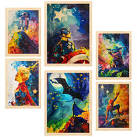 POSTER Set Mit 6 Superhelden A3 & A4 Rahmen Aus Hellem Holz - Beige, Papier (29/3cm) - Nacnic