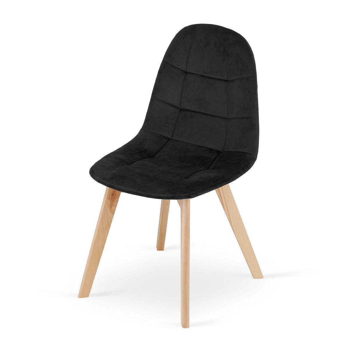 STUHL SORANO 4-er Set, Schwarz, mit Samtstoff gepolstert - Schwarz, Holz/Textil (45/82/54cm) - Komodee