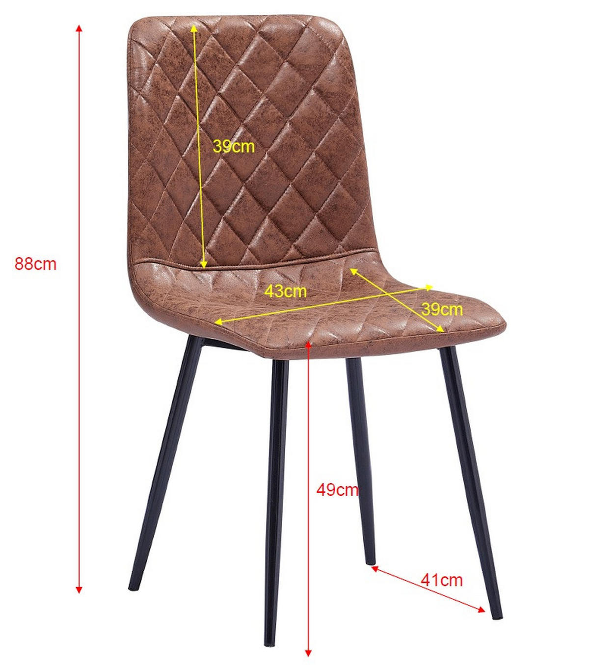 SCHALENSTUHL LUNA - Dunkelbraun/Schwarz, Textil/Metall (43/88/55cm) - SAM