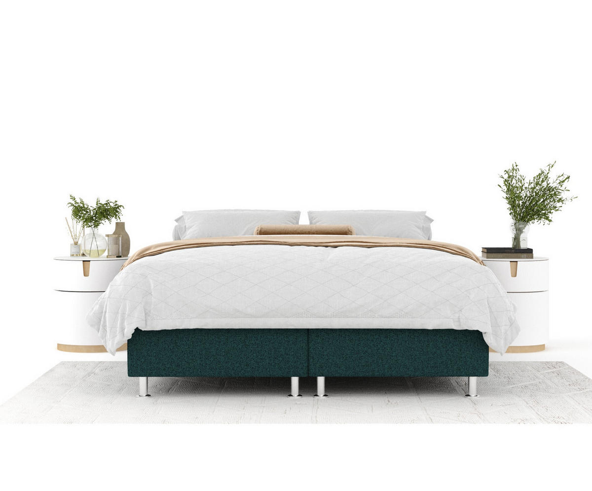 BOXSPRINGBETT Sub Grün 160/200 cm mit Latex-Topper - Silberfarben/Grün, Holz/Holzwerkstoff (160/200cm) - Maison de Reve