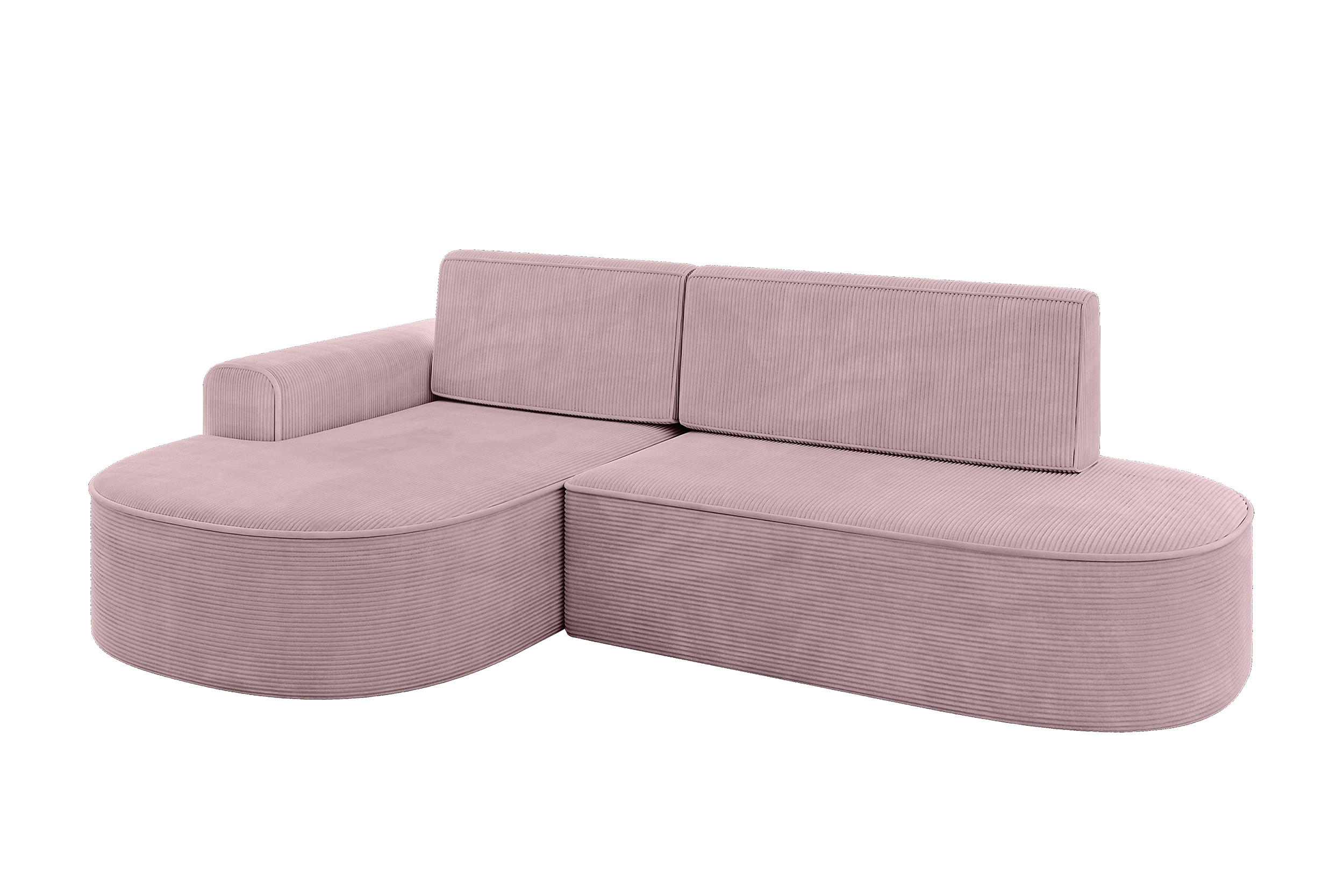 ECKSOFA mit Schlaffunktion und Bettkasten Ottomane Links MARI-L1-S - 283x167x73 cm Rosa Cord - Schwarz/Rosa, Holzwerkstoff/Kunststoff (283/167cm) - ALTDECOR