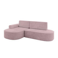 ECKSOFA mit Schlaffunktion und Bettkasten Ottomane Links MARI-L1-S - 283x167x73 cm Rosa Cord - Schwarz/Rosa, Holzwerkstoff/Kunststoff (283/167cm) - ALTDECOR
