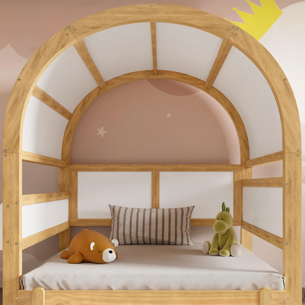 KINDERBETT mit Ausziehbett 140x200 cm Kiefer/MDF Weiß/Natur - Weiß, Holz (140/200cm) - Meubliv