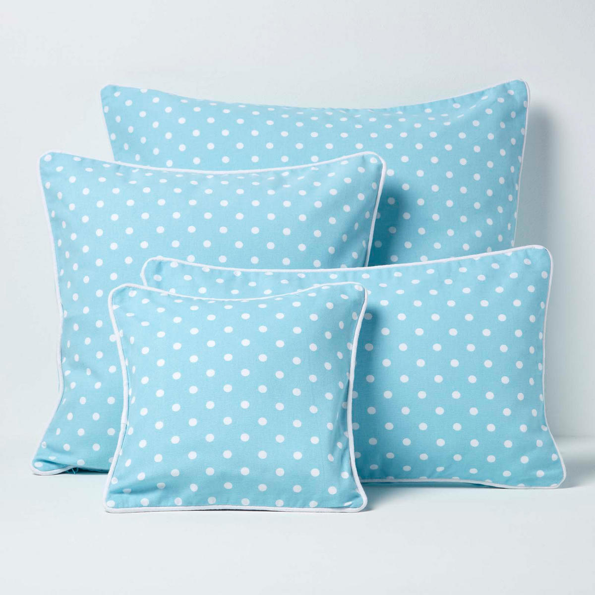 KISSENHÜLLE Polka Dots 60/60 cm, 100% Baumwolle - Blau, Textil (60/60cm) - Homescapes