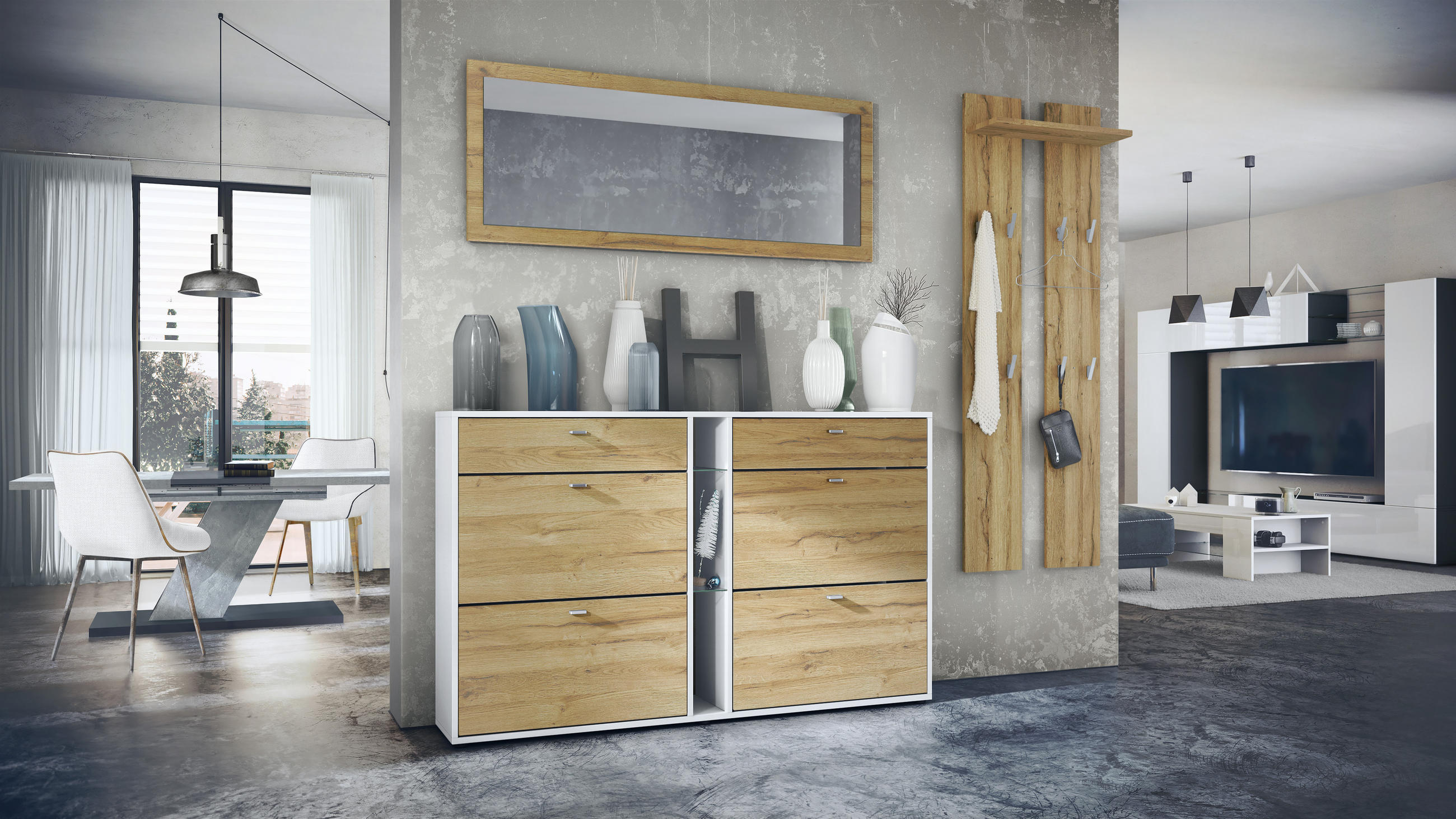 GARDEROBE Orlando Eiche Natur - Eichefarben, Holzwerkstoff (215/210/28cm) - Vladon