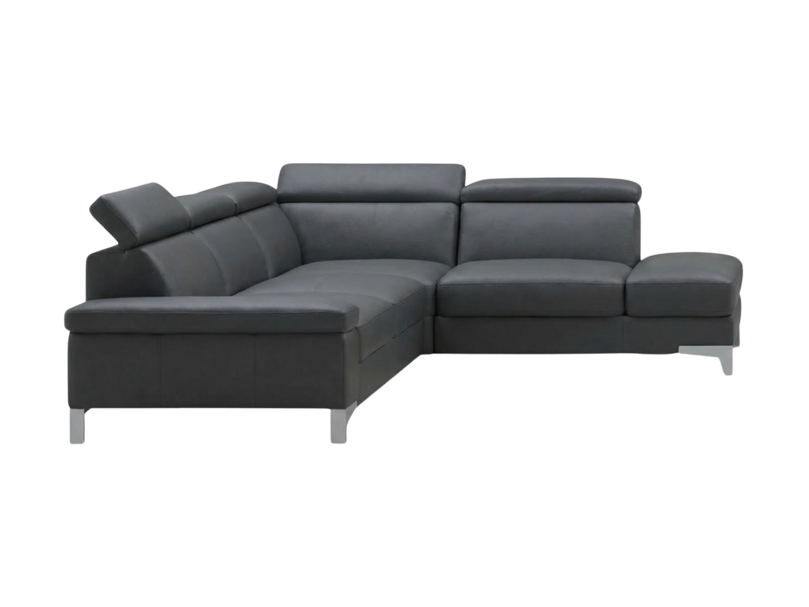 ECKSOFA Talisman Echtleder Anthrazit - Anthrazit, Leder/Metall (271/224cm)
