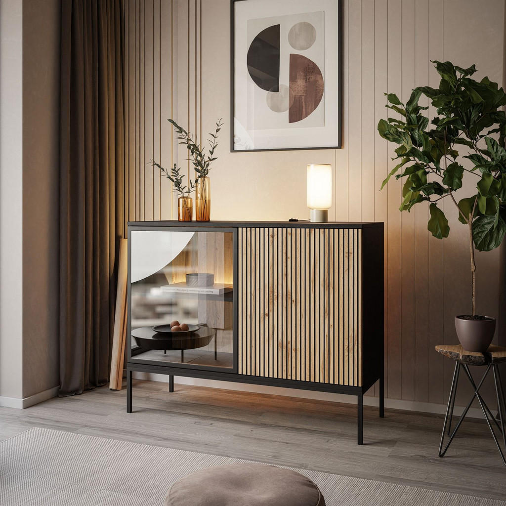 Thumbnail - Lookway Kommode, Eiche Wotan, Holzwerkstoff, 104x83x39 cm, Wohnzimmer, Kommoden & Sideboards, Kommoden